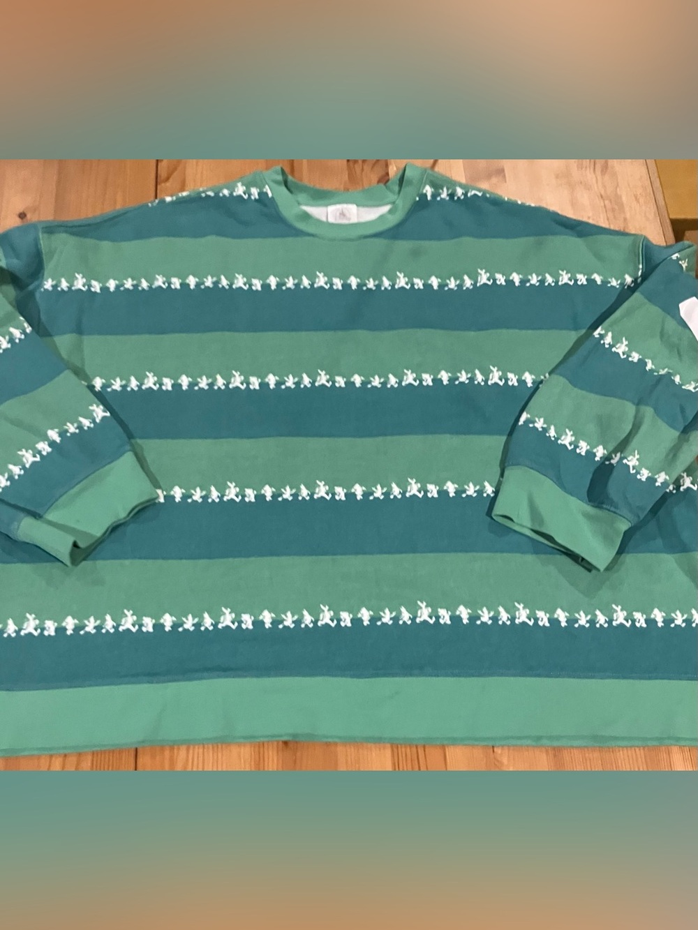 GUC Walt Disney World Green Striped Crewneck w/white silhouette character SZ 2XL